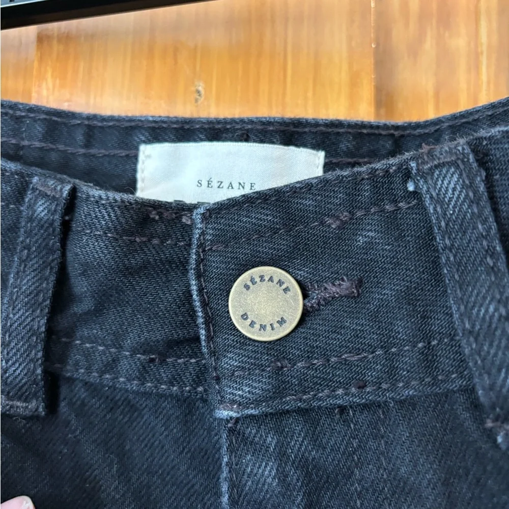 Sezane Women's High Rise Jeans - Black Le Crop - Picture 3 of 7